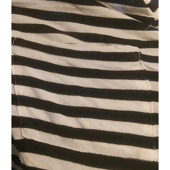 Ladies Liz Claiborne Black/White Striped 3/4 Sleeve Collared Rayon Size Medium - Picture 5 of 6